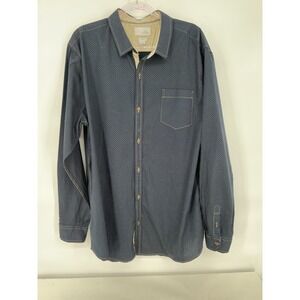 Craft+Flow Navy Patterned Lg Slve Button Up Dress Shirt Contrast Cuff Men Sz XXL